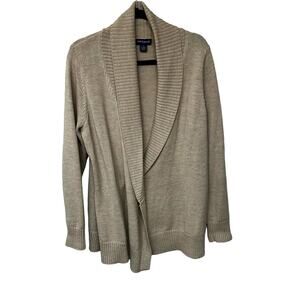 Ann Taylor Sand Brown Wrap Cardigan Italian Extra Fine Merino Wool Size Large